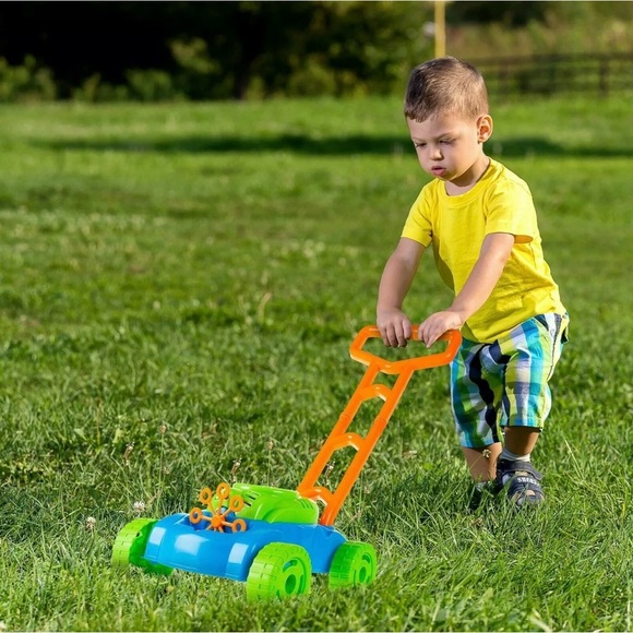 Toy Push Bubble Lawnmower Pretend Play Bubble Machine Lawn Mower with Light Up - Picture 6 of 9
